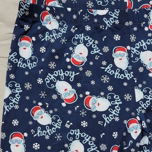 NO BOUNDARIES BLUE CHRISTMAS SANTA FACE HO HO HO LEGGING CAPRIS, SIZE 2XL XXL 19 - Picture 4 of 6